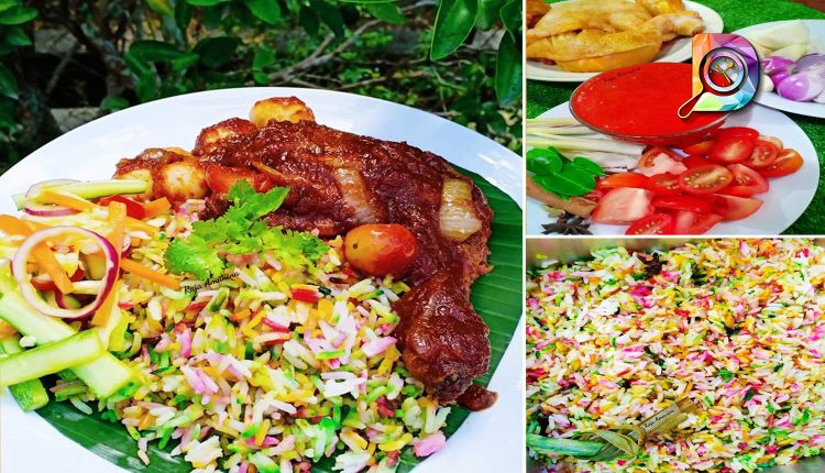 Resepi Nasi Hujan Panas Dihidangakan Bersama Ayam Masak Merah Yang Padu. Mudah Je Resepinya!